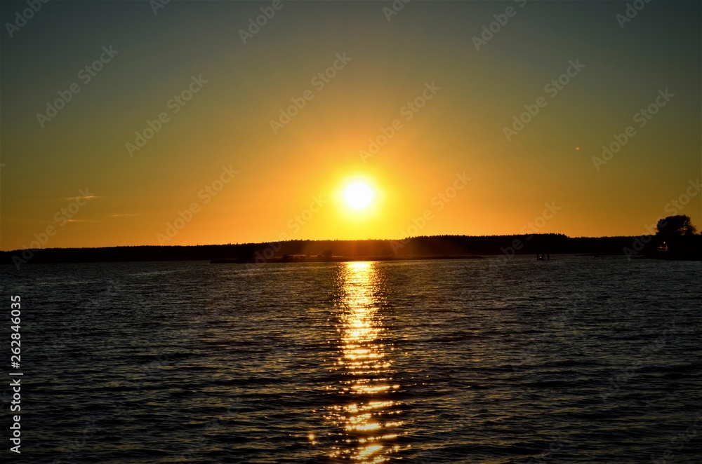 sunset on the river Volga