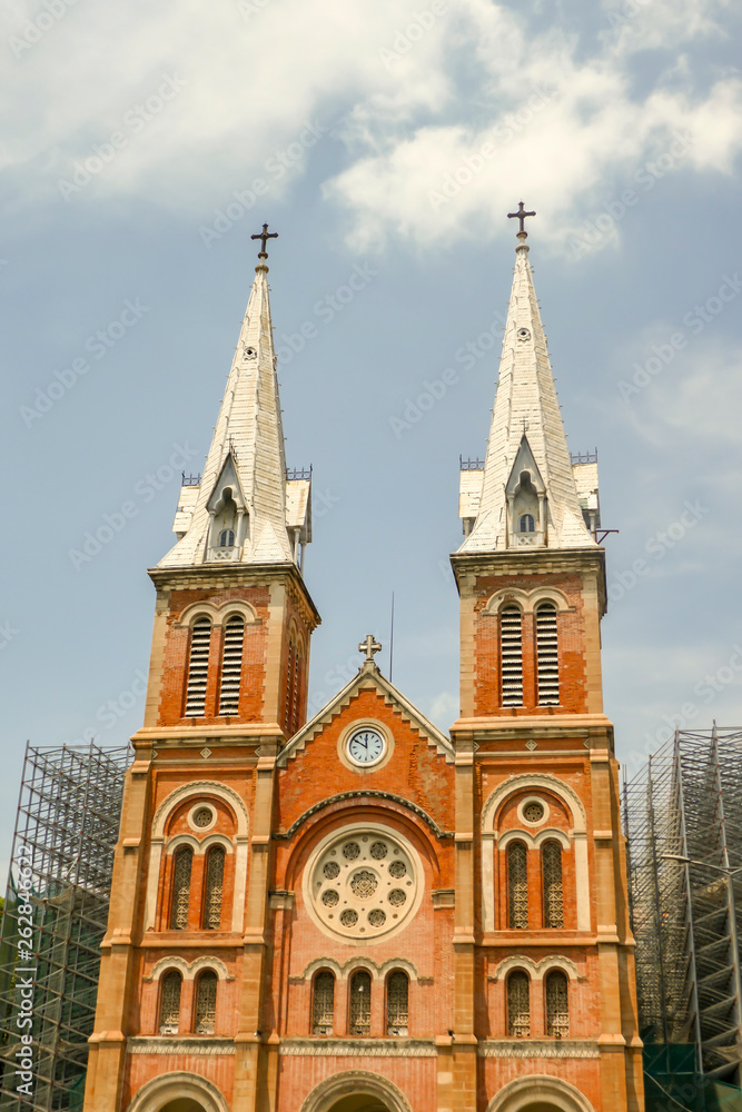 Front of Notre Dame Cathedral in Ho Chi Minh City Vietnam