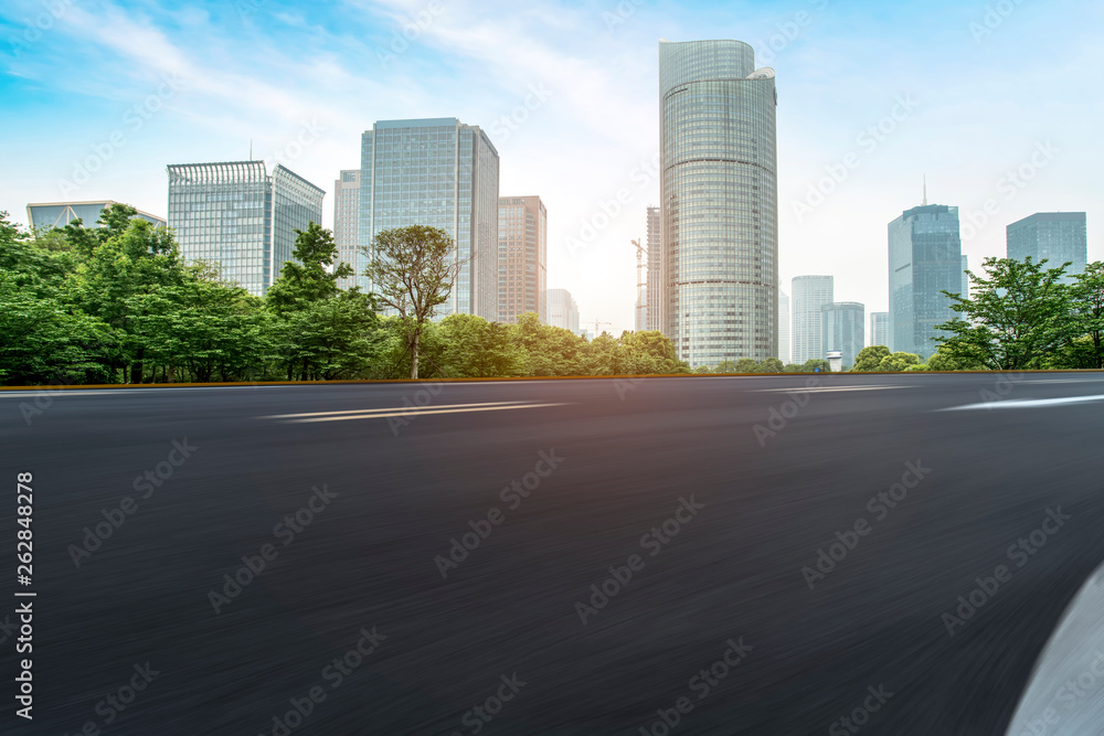 Road and skyline of urban architecture Road and skyline of urban architecture