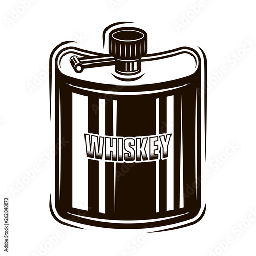 Pocket hip flask for whiskey vector object