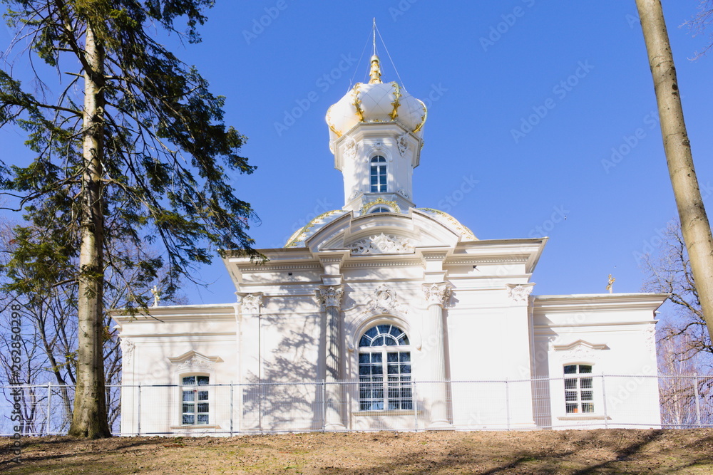 A small Orthodox Church on the Hill against the sky