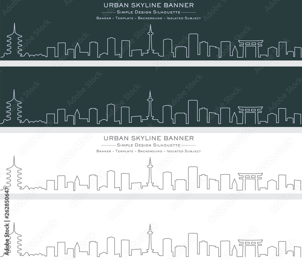 Fototapeta premium Jednoliniowy baner panoramiczny Kioto