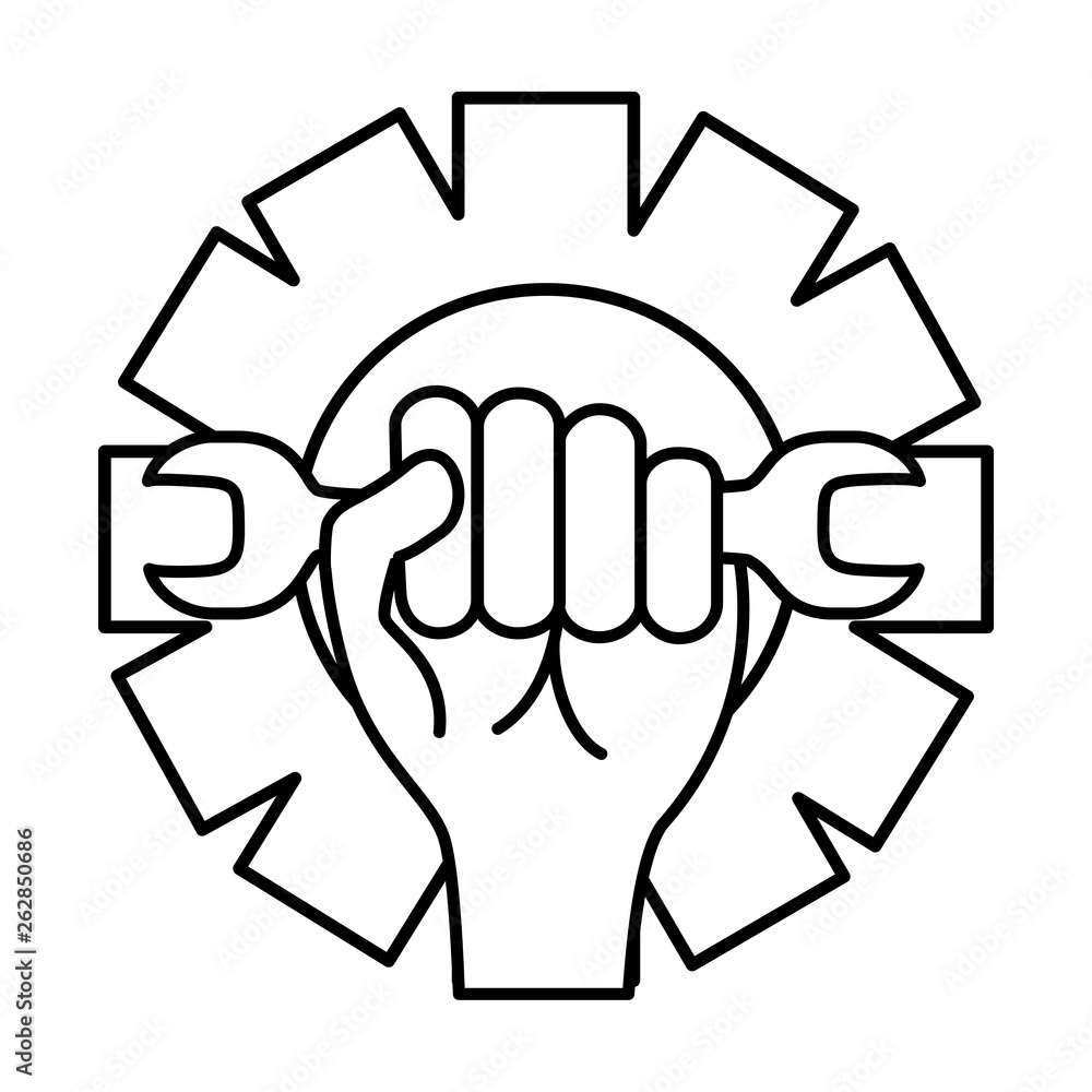 Fototapeta premium hand holding wrench gear