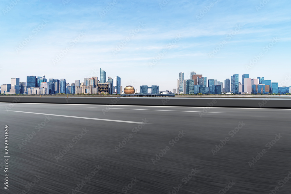 Road and skyline of urban architecture Road and skyline of urban architecture