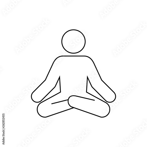 Icono plano lineal posición de yoga en color negro