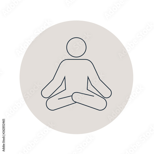 Icono plano lineal posición de yoga en círculo color gris