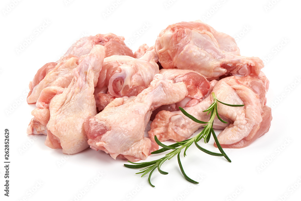 Raw chicken legs, close-up, isolated on white background Raw chicken legs, close-up, isolated on white background