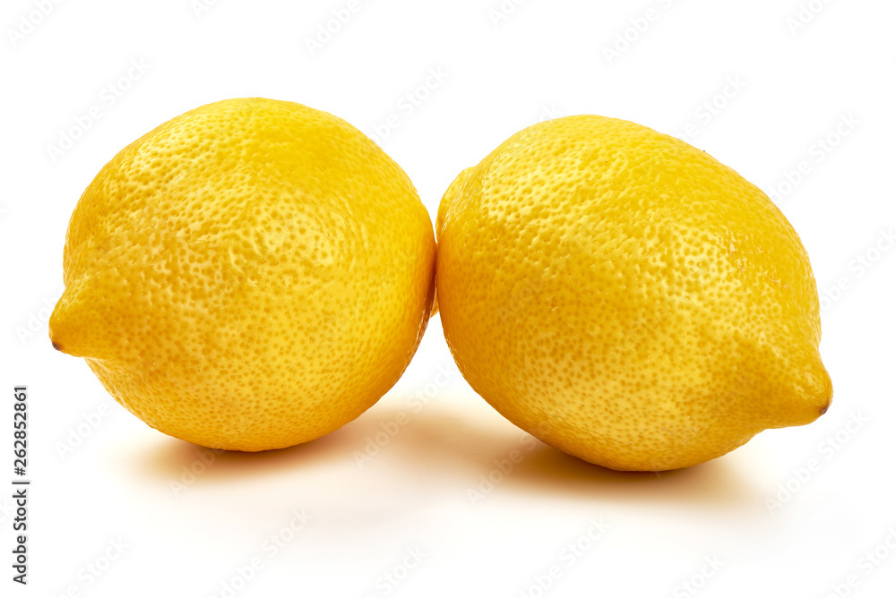 Fresh lemon fruits, close-up, isolated on white background