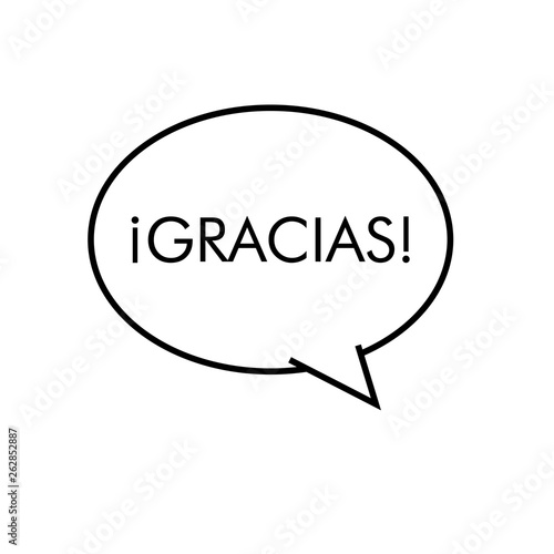 Logotipo con texto GRACIAS en burbuja lineal color negro