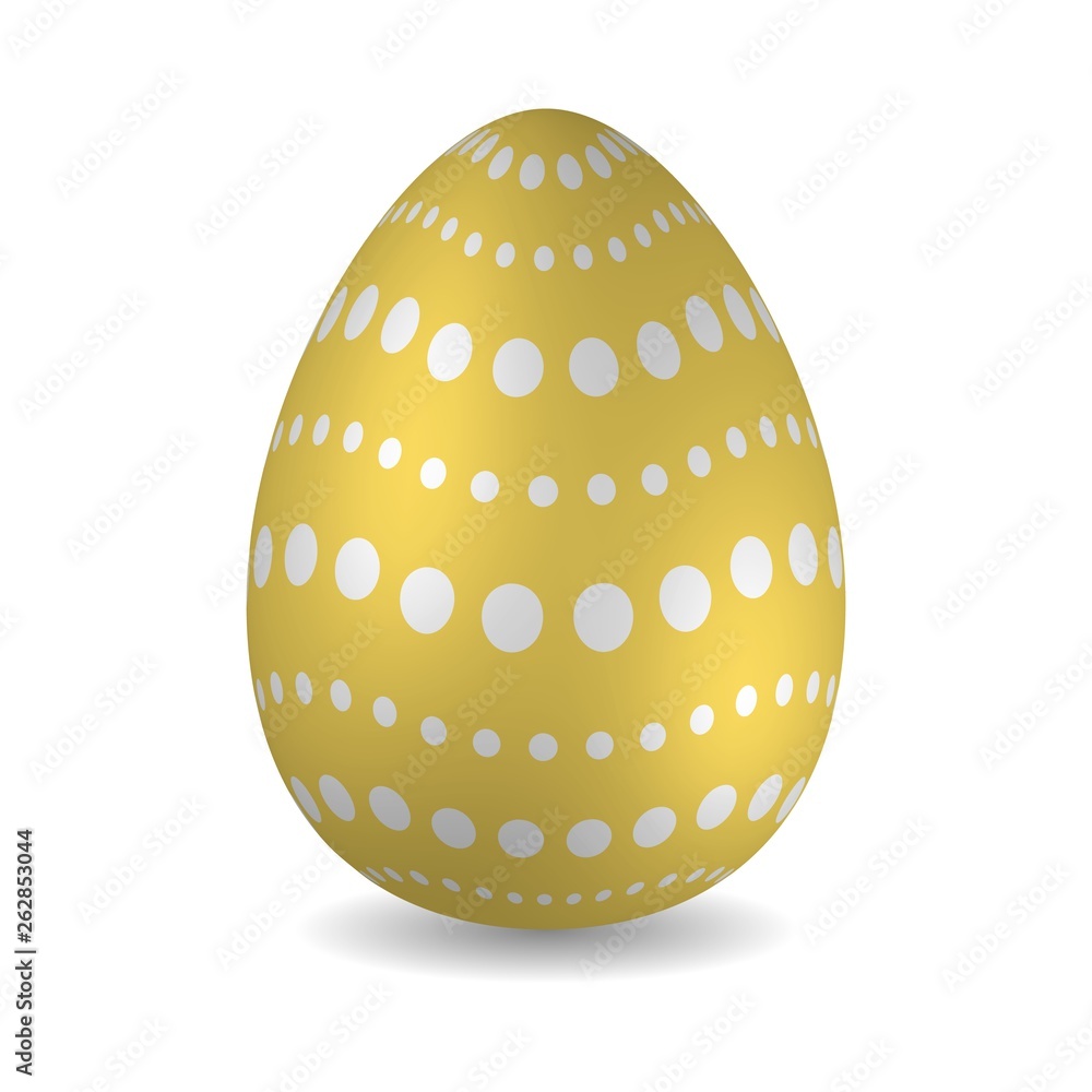 Realistic golden Easter egg decorated with dots Realistic golden Easter egg decorated with dots