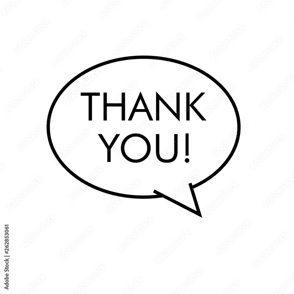 Logotipo con texto THANK YOU en burbuja lineal color negro Logotipo con texto THANK YOU en burbuja lineal color negro