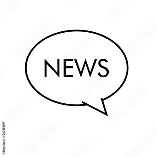 Logotipo con texto NEWS en burbuja lineal color negro