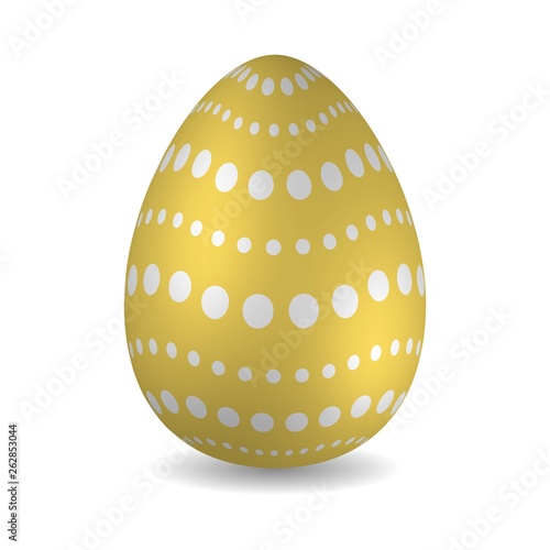 Realistic golden Easter egg decorated with dots