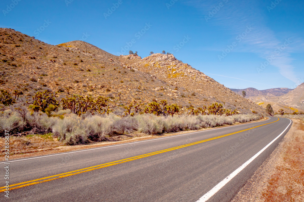 Scenic route through the desert at Sequoia in California - travel photography