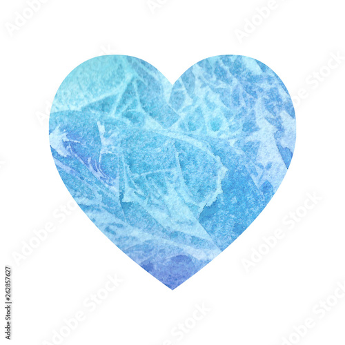 Blue heart isolated on white background. Watercolor illustration