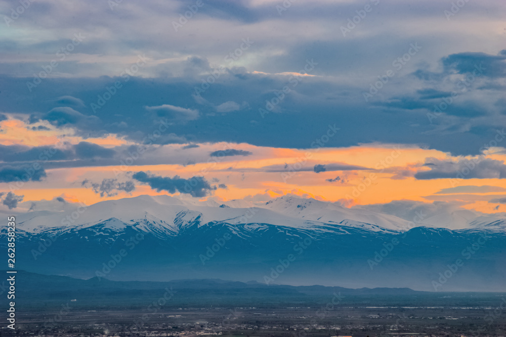 sunset in mountains