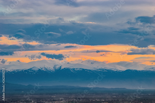 sunset in mountains