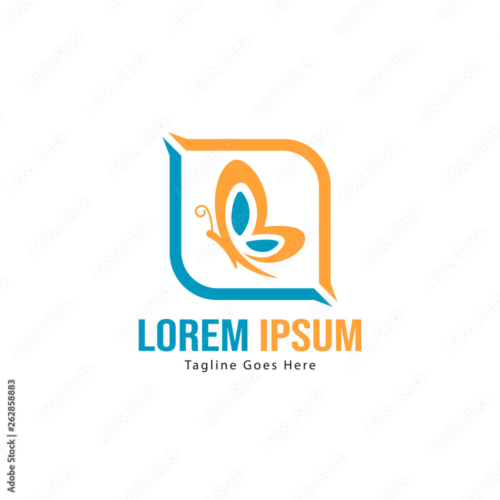 Butterfly logo template design. Minimalist Butterfly logo with modern frame vector design Butterfly logo template design. Minimalist Butterfly logo with modern frame vector design
