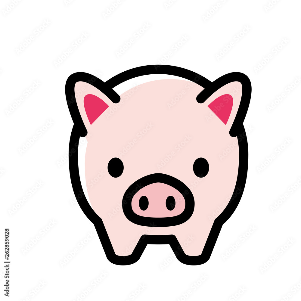 かわいいブタ 豚 の貯金箱のイラスト 白背景 貯金 節約のイメージ ベクターデータ Piggy Bank Stock Vector Adobe Stock