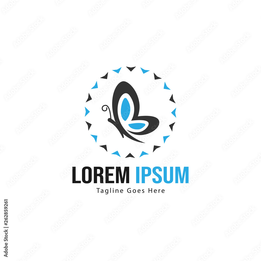 Butterfly logo template design. Minimalist Butterfly logo with modern frame vector design Butterfly logo template design. Minimalist Butterfly logo with modern frame vector design