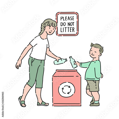 Vector polite kid do not litter insciption