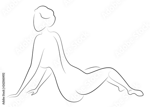 Silhouette of a sweet lady. The girl has a beautiful slim figure. The woman is walking. Vector illustration.