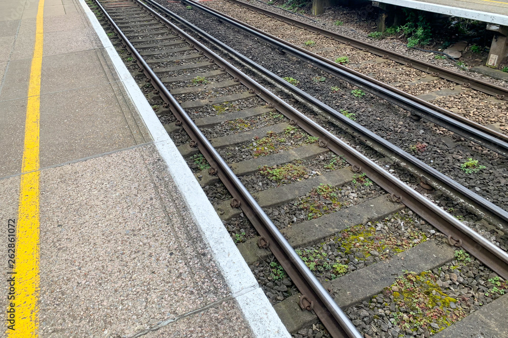 Fragment of railway tracks (perspective view) Fragment of railway tracks (perspective view)