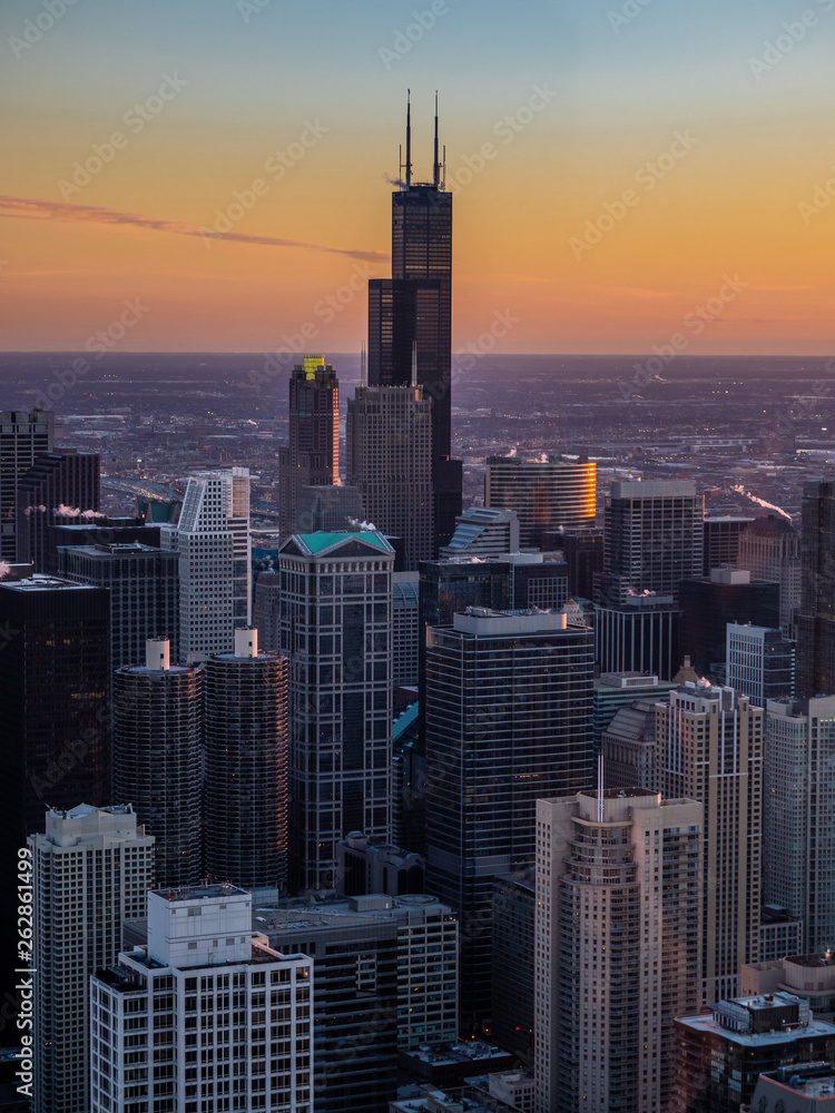 Obraz premium Chicago at sunset