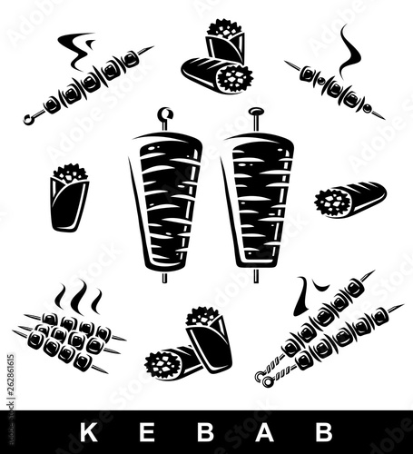 Kebab set. Collection icon kebabs. Vector