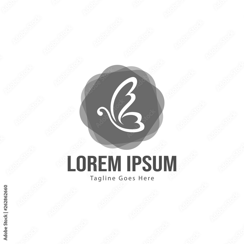 Butterfly logo template design. Minimalist Butterfly logo with modern frame vector design