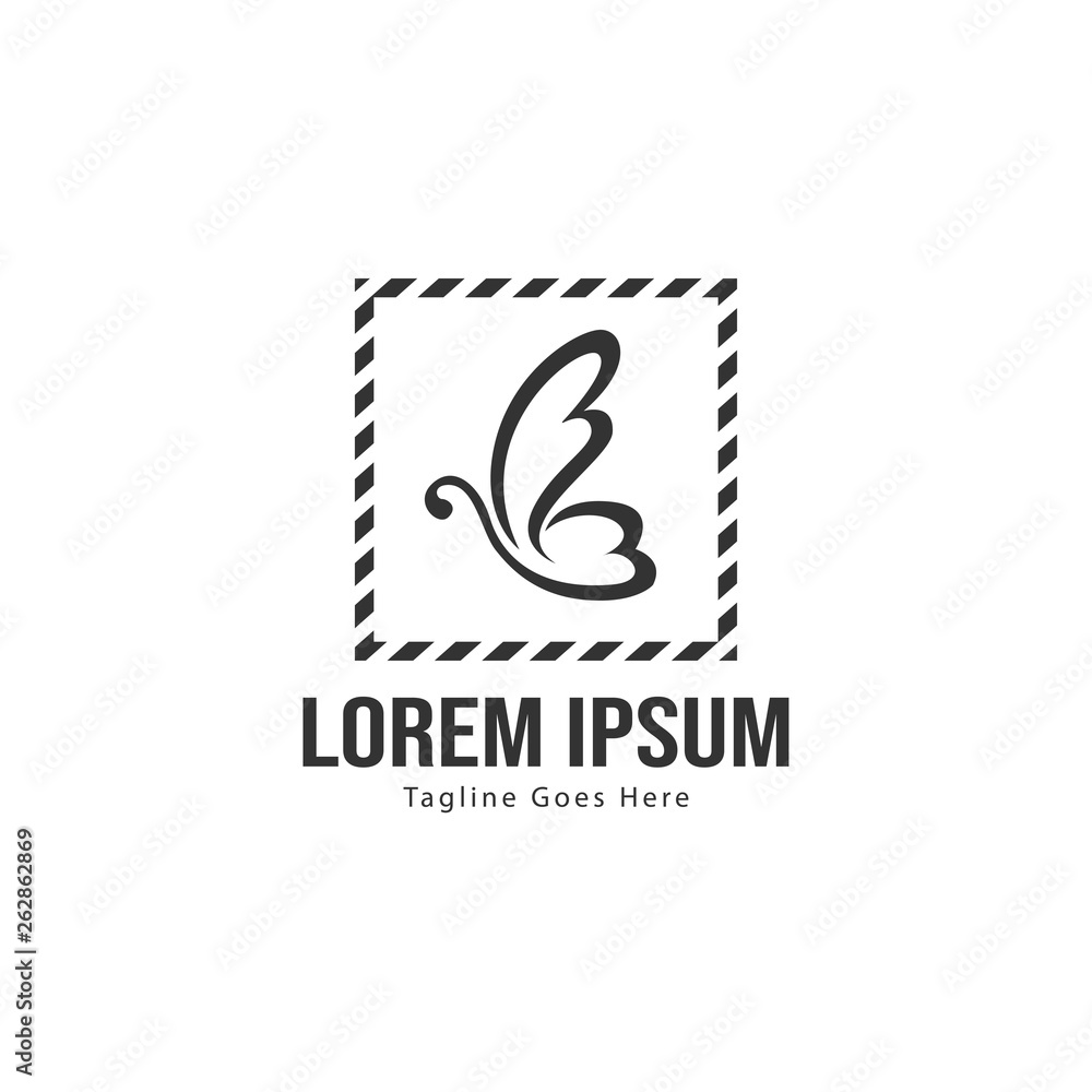 Fototapeta premium Butterfly logo template design. Minimalist Butterfly logo with modern frame vector design