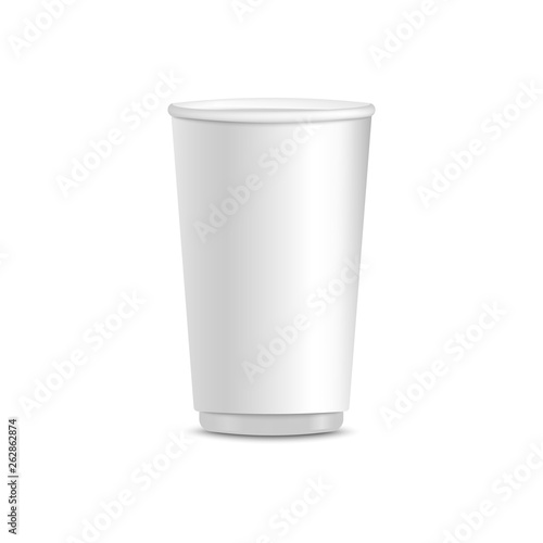 White paper cup, realistic isolated mockup