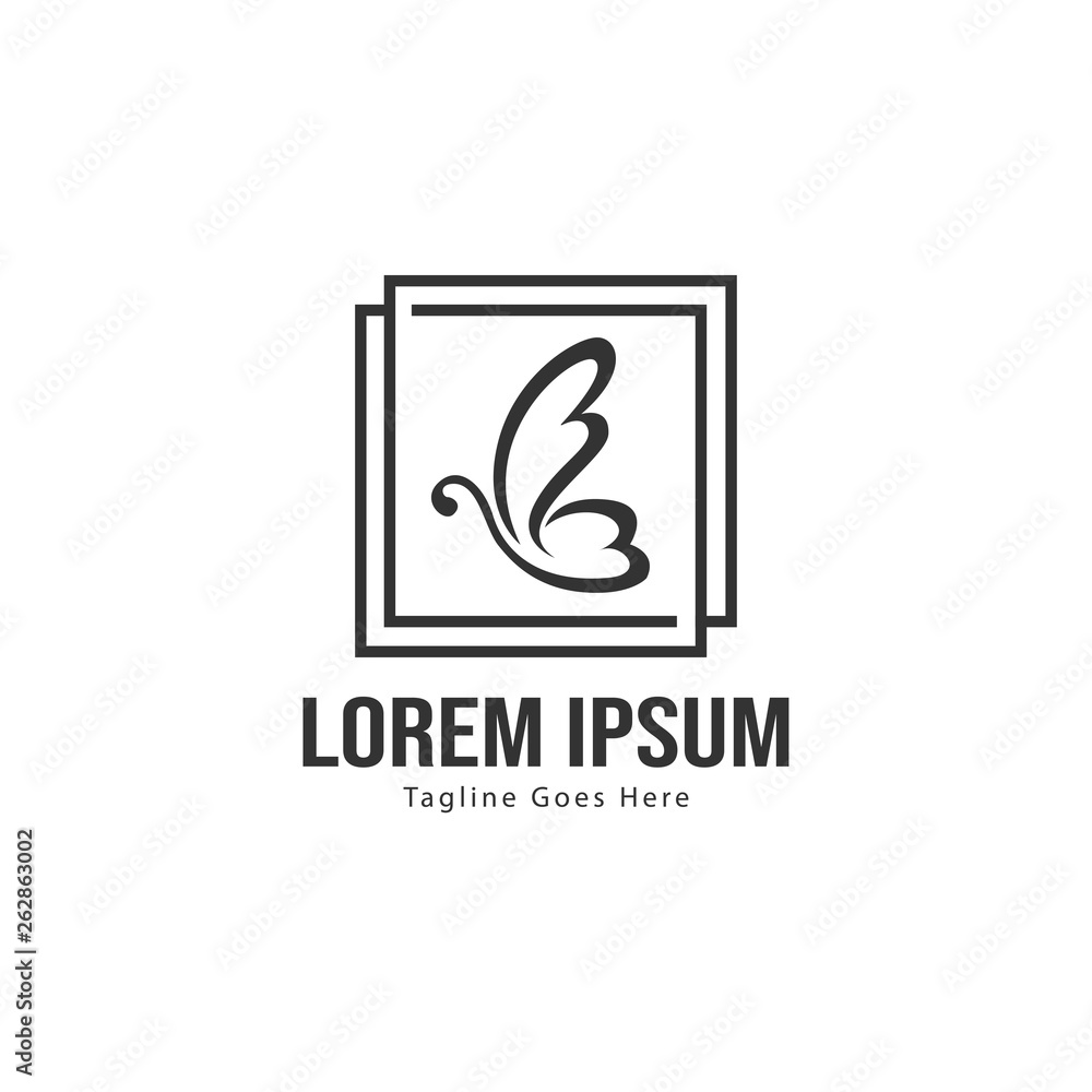 Butterfly logo template design. Minimalist Butterfly logo with modern frame vector design Butterfly logo template design. Minimalist Butterfly logo with modern frame vector design