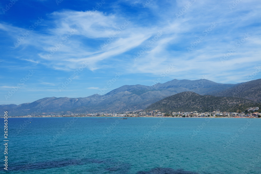 The view on shore of Crete island, Greece