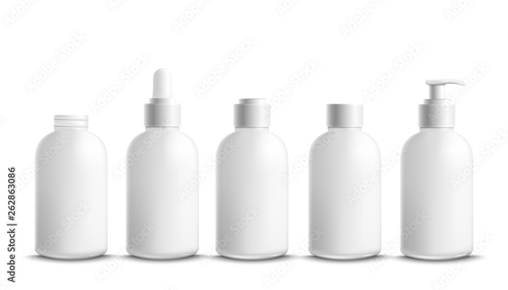 Bottles and containers for cream and body lotion mockup set vector isolated. Bottles and containers for cream and body lotion mockup set vector isolated.