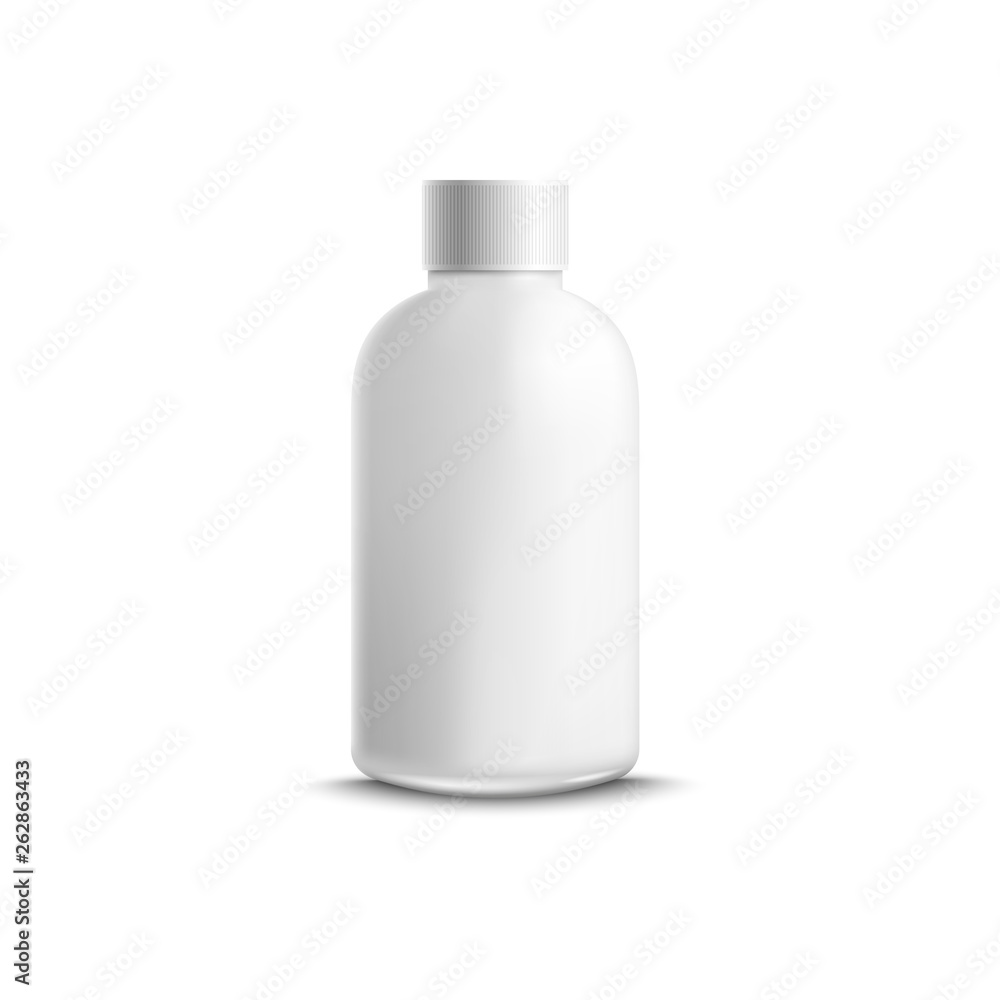 Blank plastic container or bottle for liquid cosmetic vector mockup isolated. Blank plastic container or bottle for liquid cosmetic vector mockup isolated.