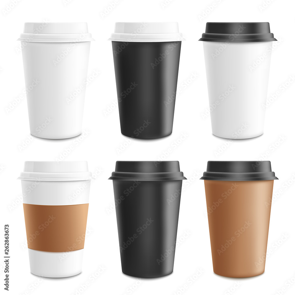 Mockup and template realistic 3d set of paper, cardboard and plastic coffee cup. Mockup and template realistic 3d set of paper, cardboard and plastic coffee cup.