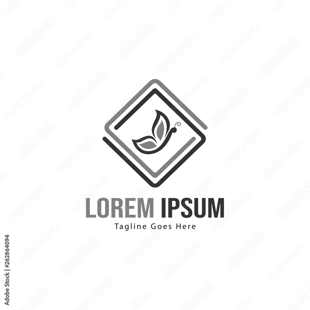 Butterfly logo template design. Minimalist Butterfly logo with modern frame vector design Butterfly logo template design. Minimalist Butterfly logo with modern frame vector design