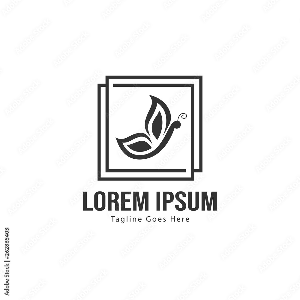 Fototapeta premium Butterfly logo template design. Minimalist Butterfly logo with modern frame vector design