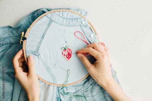 embroidery in progress