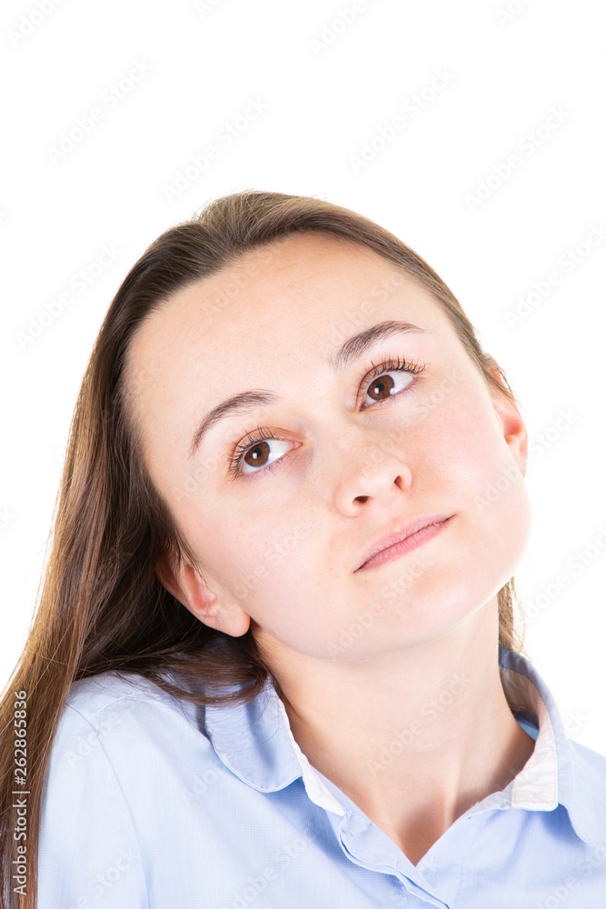 Portrait of pensive dreaming young woman Portrait of pensive dreaming young woman
