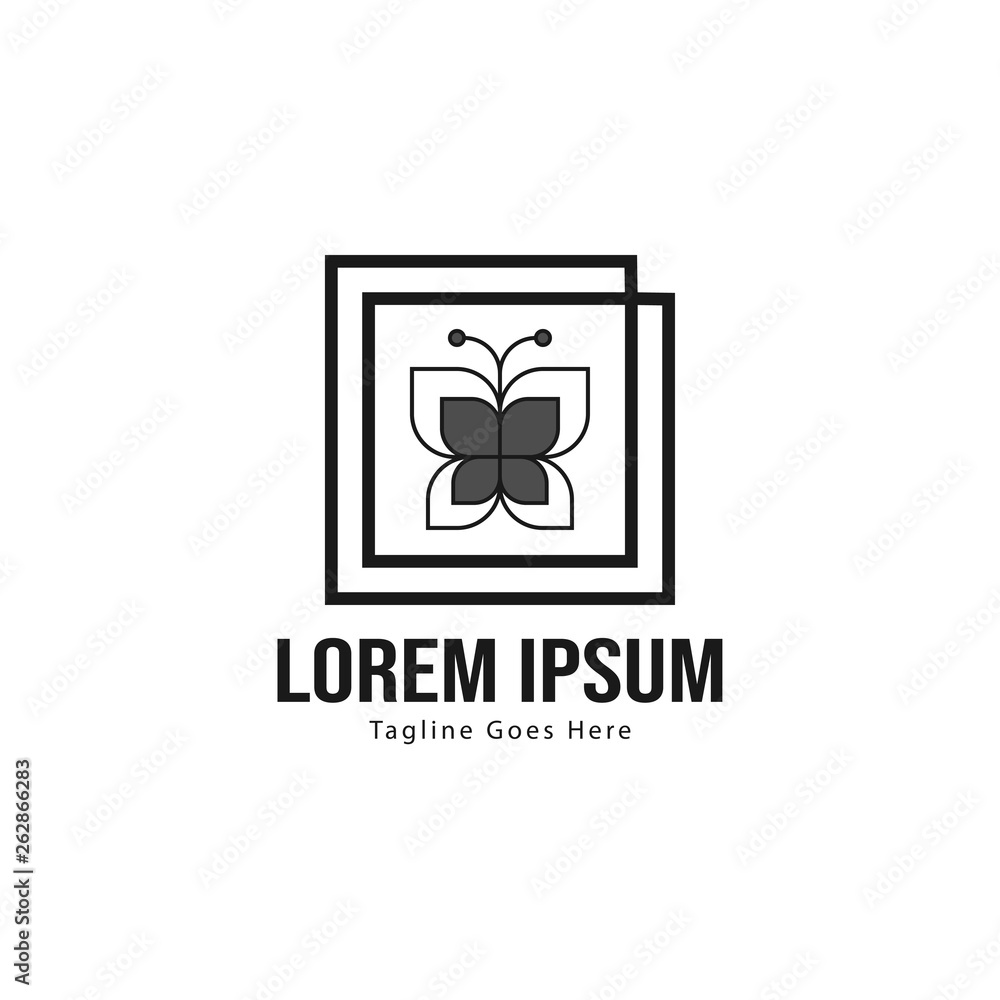 Butterfly logo template design. Minimalist Butterfly logo with modern frame vector design Butterfly logo template design. Minimalist Butterfly logo with modern frame vector design
