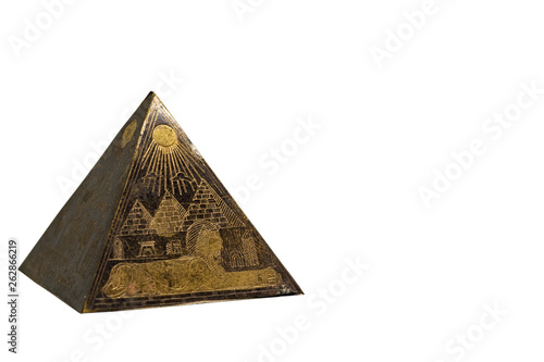 Figurine of bronze egyptian pyramid photo