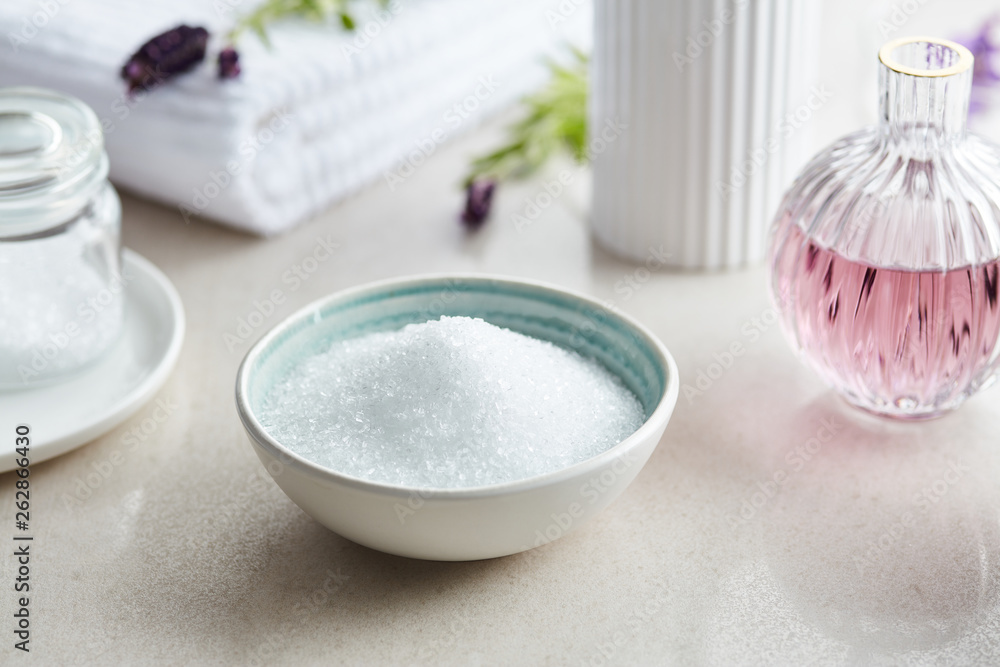 Bath salt in bowl. Bath salt in bowl.
