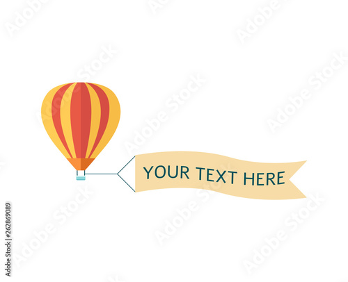 Air balloon with advertising banner for text vector illustration isolated.