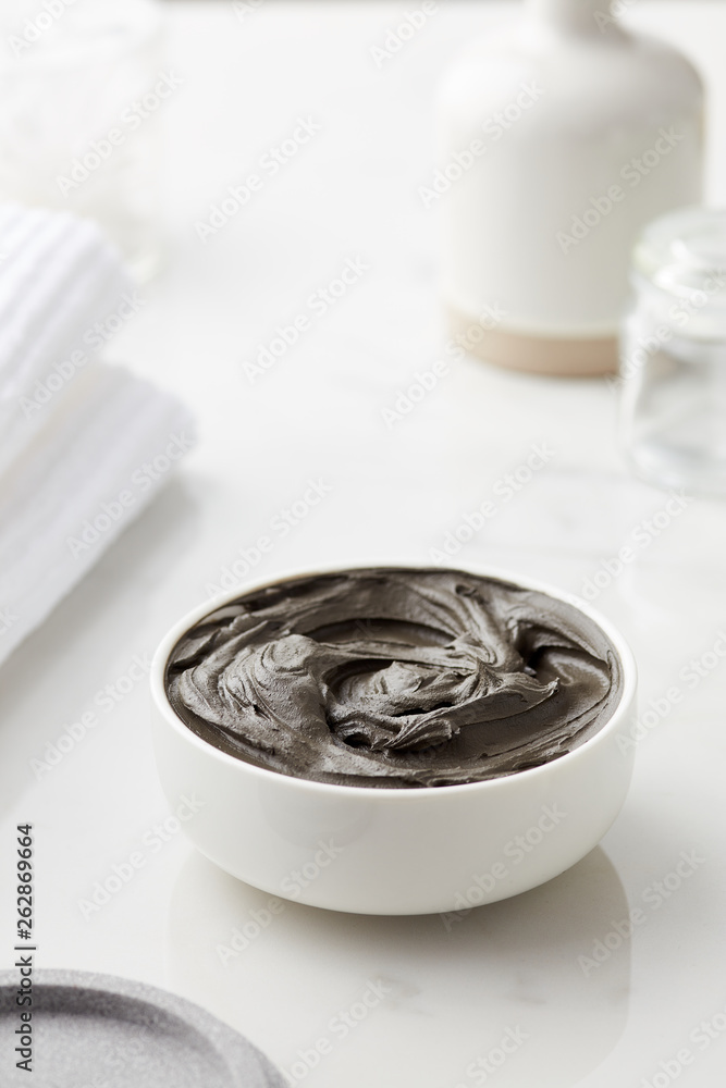 Mineral face mask in bowl. Mineral face mask in bowl.