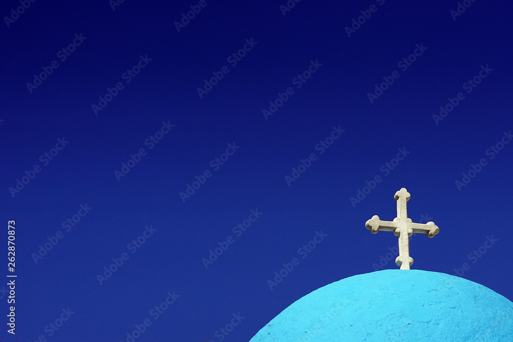 silouette of the dome of a church in Greece with a blue sky silouette of the dome of a church in Greece with a blue sky