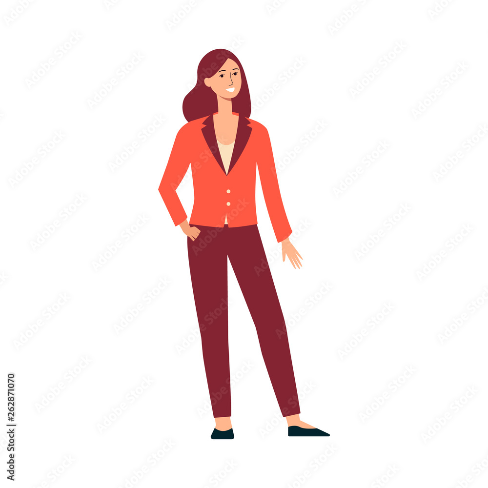 Young brown-haired woman with long hair in a suit. Young brown-haired woman with long hair in a suit.