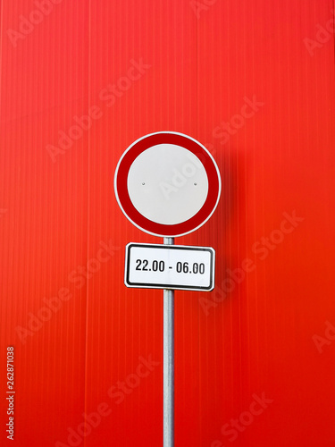 Traffic sign against red background