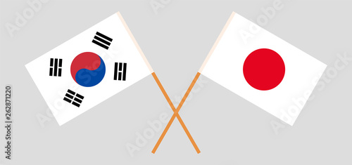 South Korea and Japan. The Korean and Japanese flags. Official colors. Correct proportion. Vector